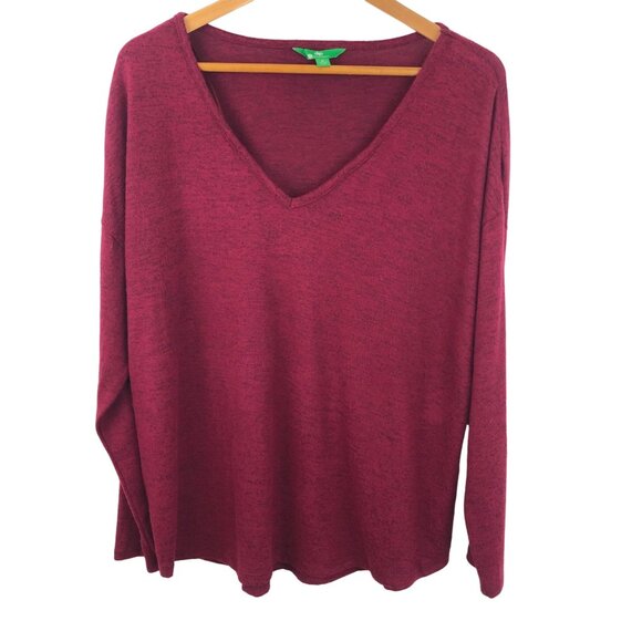 Dip Women's Size Medium Burgundy Long Sleeve V Neck Sweater - Picture 1 of 8
